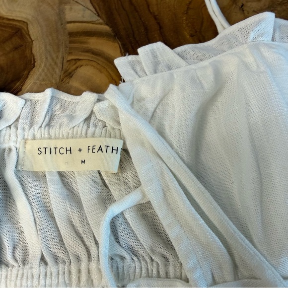 Beachy Linen blend creamy white halter style bodycon summer crop top - Picture 7 of 11